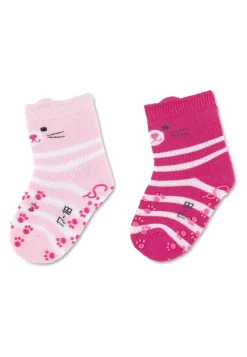 ABS-Krabbelsocken Doppelpack Katze