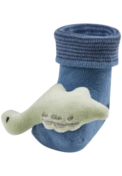 Baby-Rasselsocken Dino – gestreifter Umschlag
