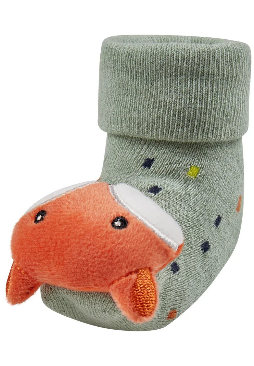 Baby-Rasselsocken Fuchs – mit Print & Innenfrottee