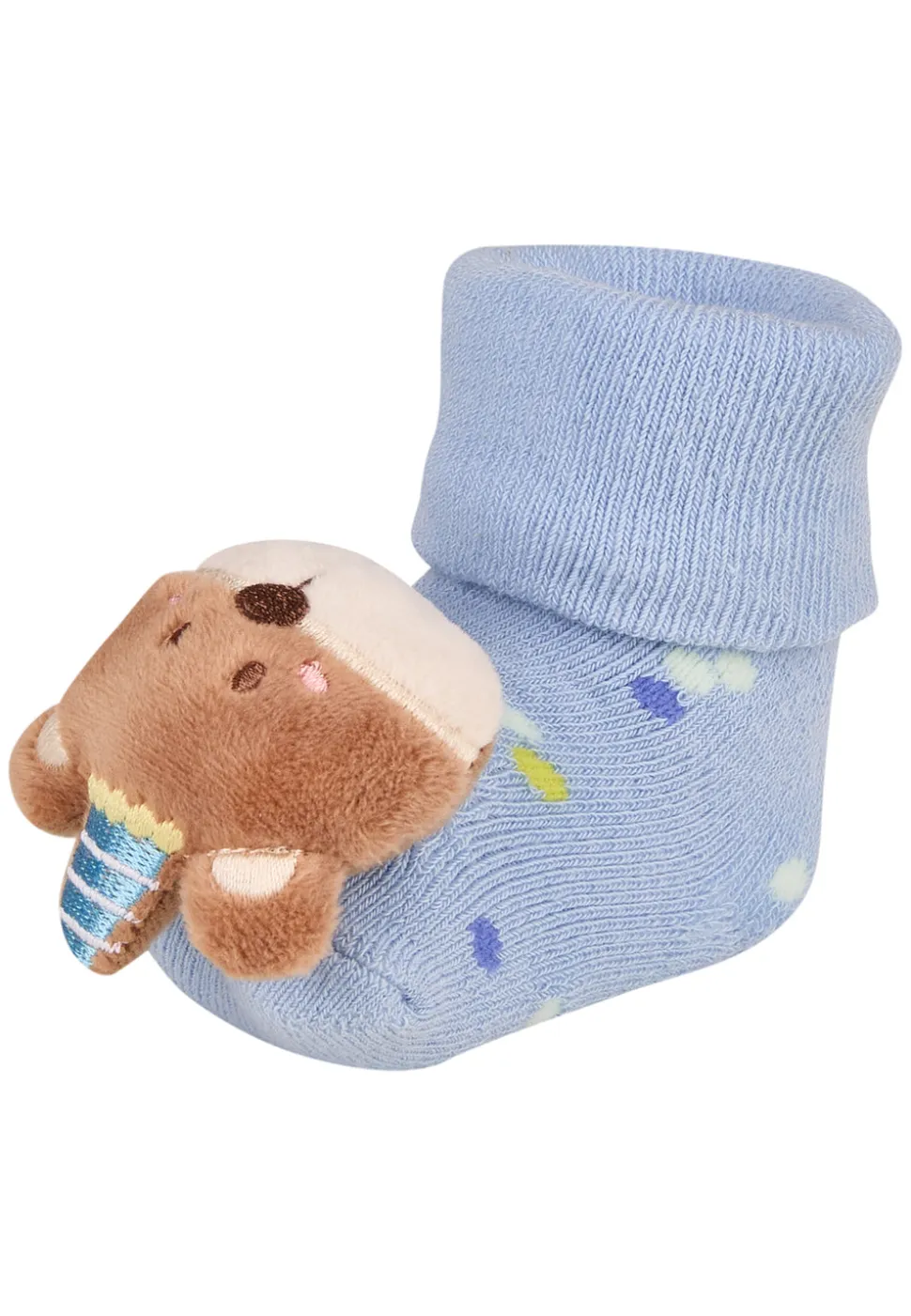 Baby Rasselsocken mit Bären-Figur