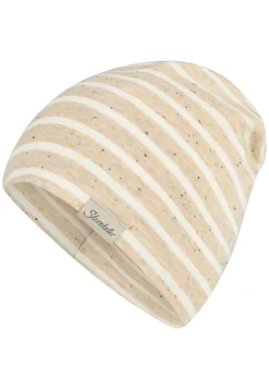 Beanie geringelt mit Pünktchen zwei Tragevarianten