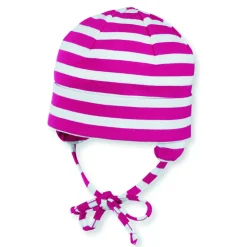 Beanie mit Umschlag, gestreift