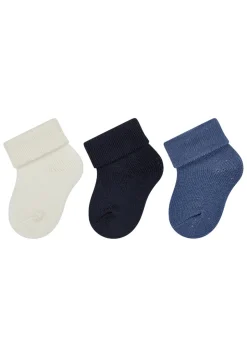 Erstlingssocken 3er-Pack uni Wolle