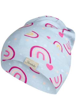 Flammgarn-Beanie mit Regenbögen