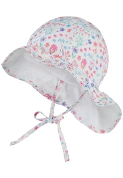 Floral gemusterter Sonnenhut mit Nackenschutz