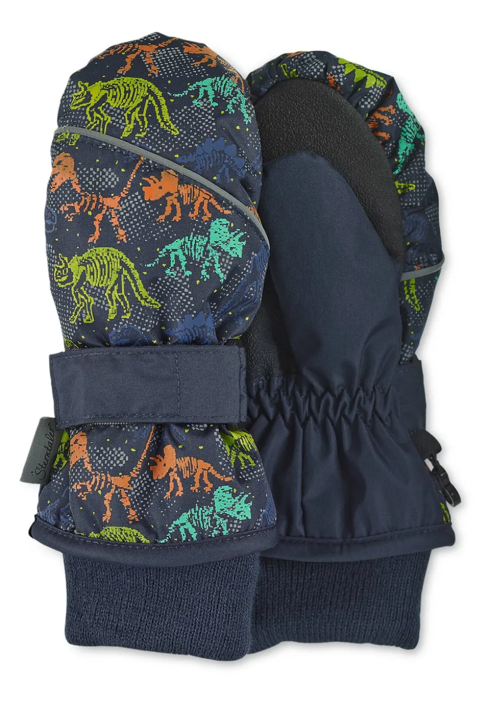 Fäustlinge aus Funktionsmaterial, Dino Print, Marine
