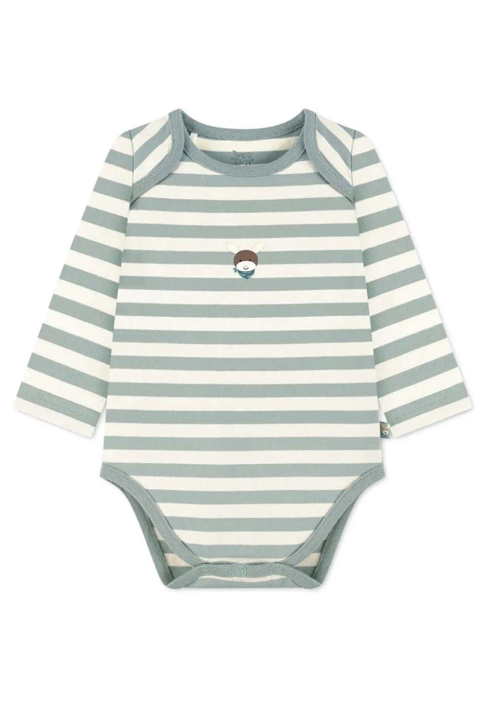 GOTS Langarm-Body Esel Emmi, gestreifter Jersey