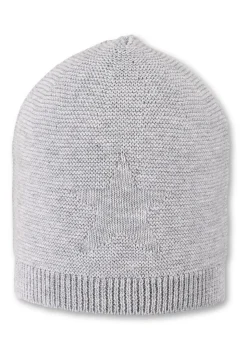 GOTS Strickmütze mit Stirnmotiv Stern in 3 Farben