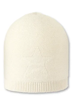 GOTS Strickmütze mit Stirnmotiv Stern in 3 Farben