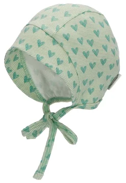Häubchen mit Herzen Print aus Jersey und Bindeband