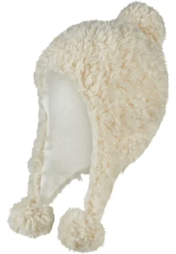 Inkamütze aus veganem Fell mit Pompons