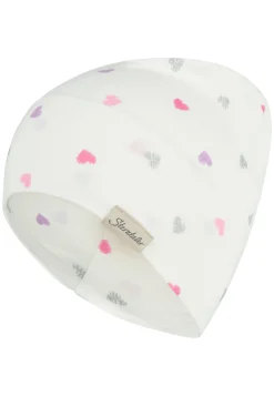 Jersey-Beanie mit Glitzerherzen