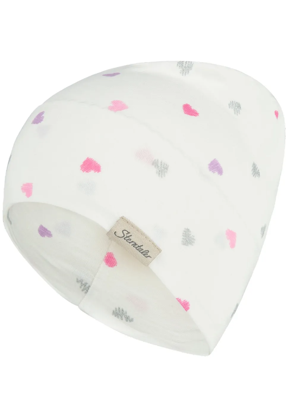 Jersey-Beanie mit Glitzerherzen
