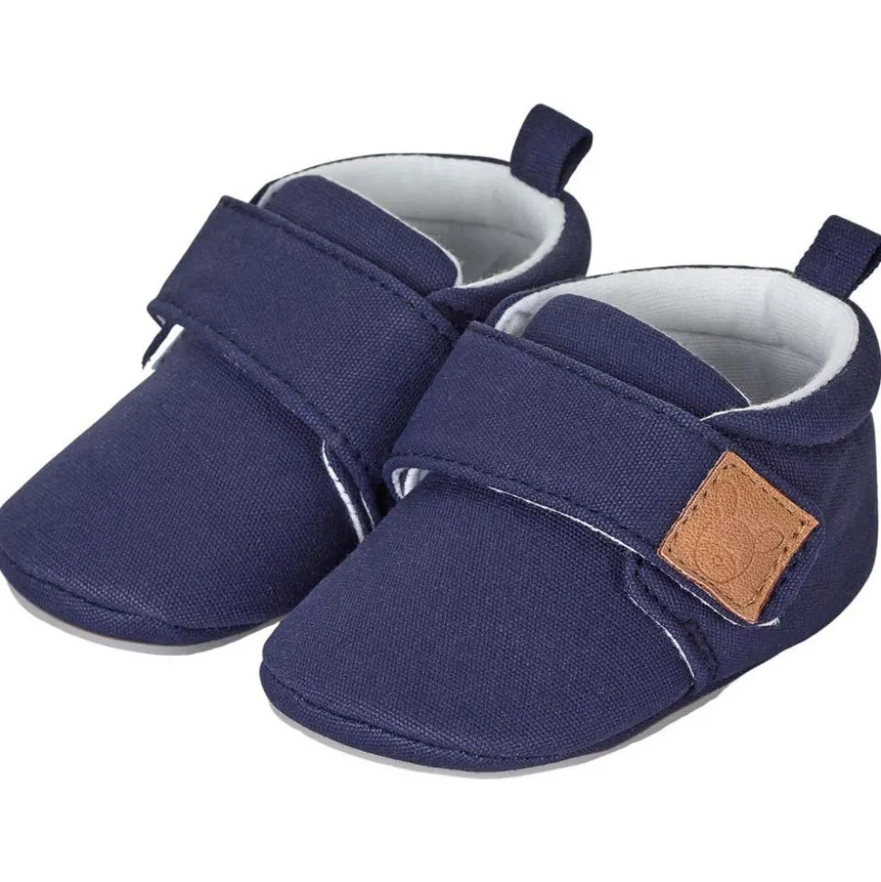 Krabbelschuhe Canvas uni mit Klett & Jerseyfutter