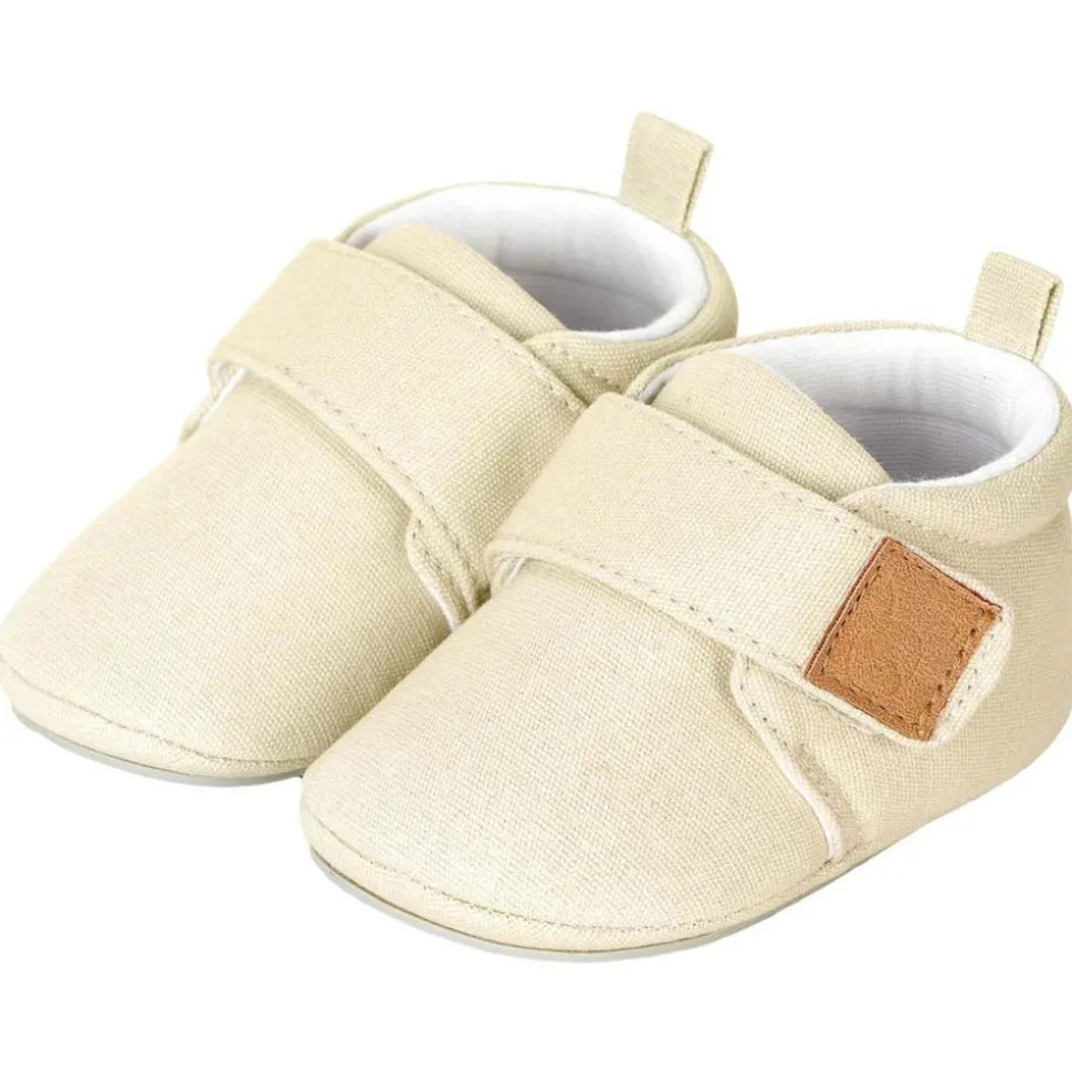 Krabbelschuhe Canvas uni mit Klett & Jerseyfutter