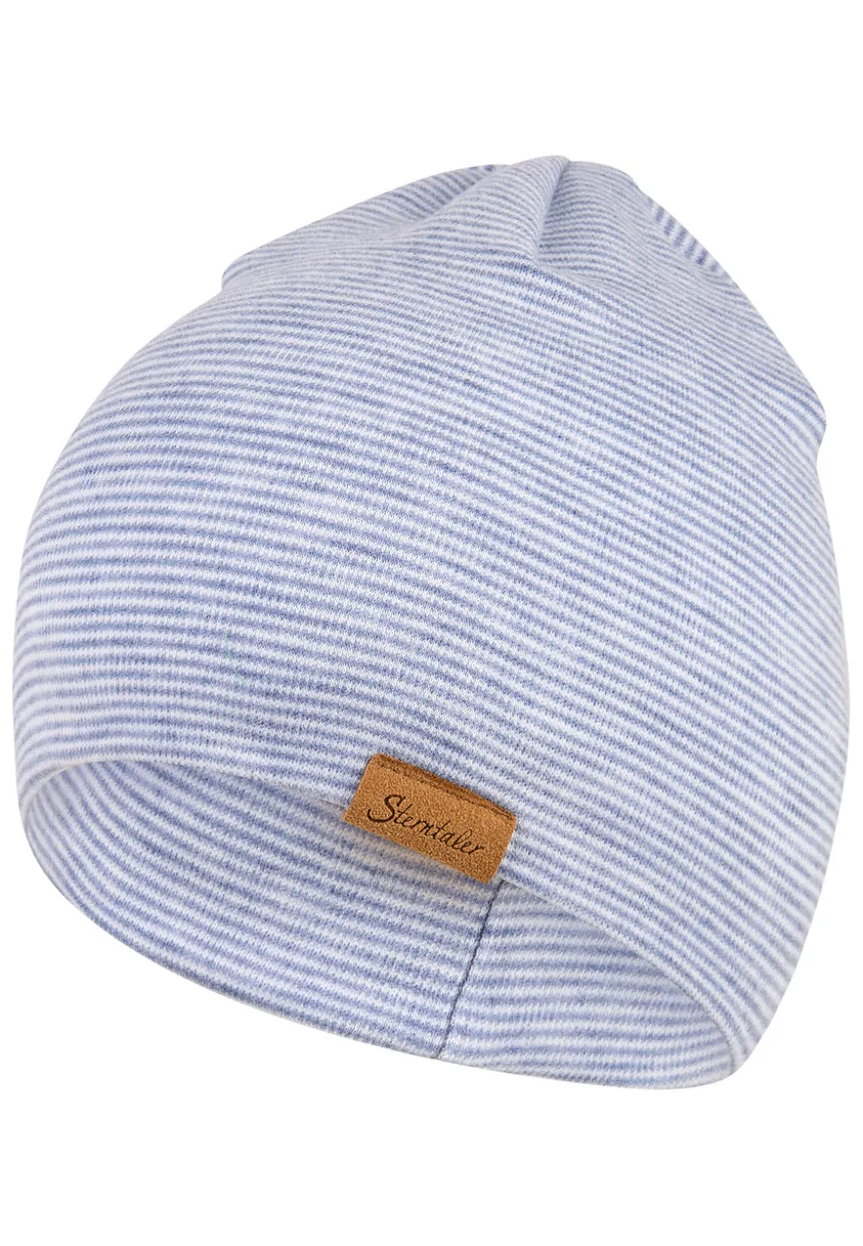 Melierte Beanie mit Streifen – 2 Tragevarianten
