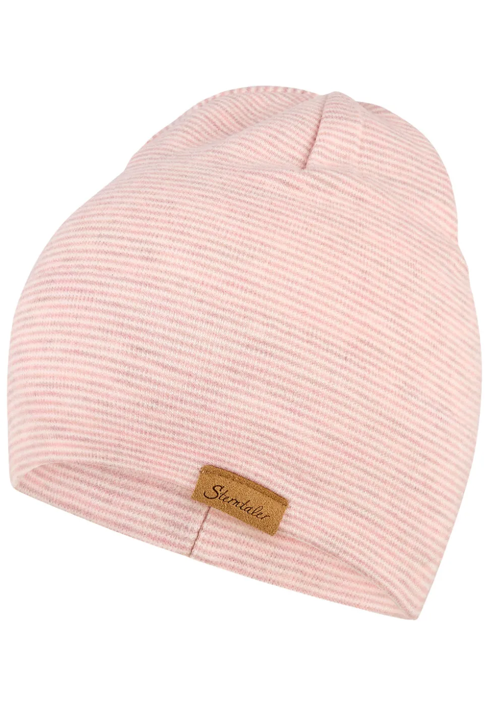 Melierte Beanie mit Streifen – 2 Tragevarianten
