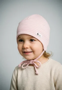 OCS Beanie gestreift mit Bindeband aus Bio-Baumwolle