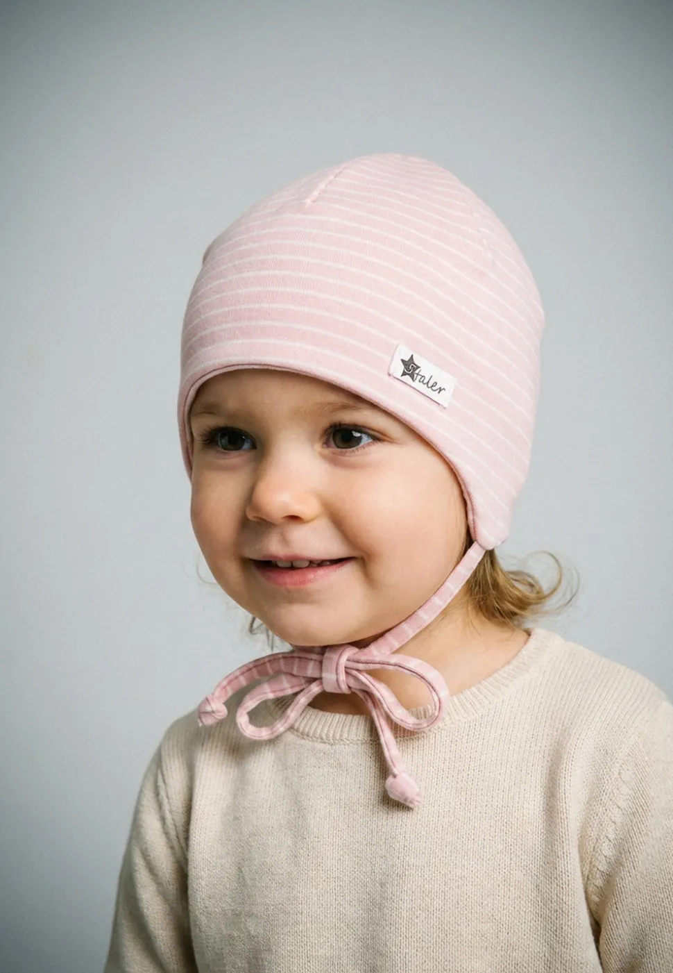 OCS Beanie gestreift mit Bindeband aus Bio-Baumwolle