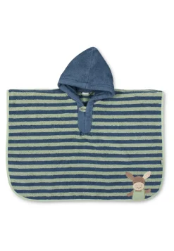 Poncho Esel Emmilius mit Stickmotiv in Mittelblau