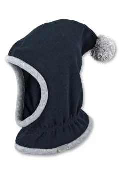 Schalmütze aus Fleece mit Zipfel und Bommel