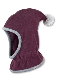 Schalmütze aus Fleece mit Zipfel und Bommel