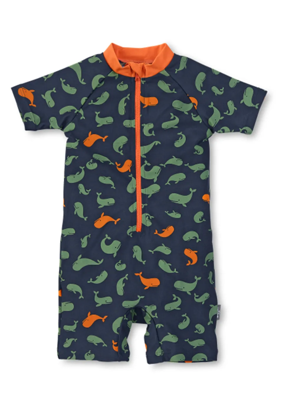 Schwimmanzug Jungen in Marine, Allover-Print Wale