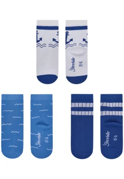 Socken 3er Pack Anker Wellen