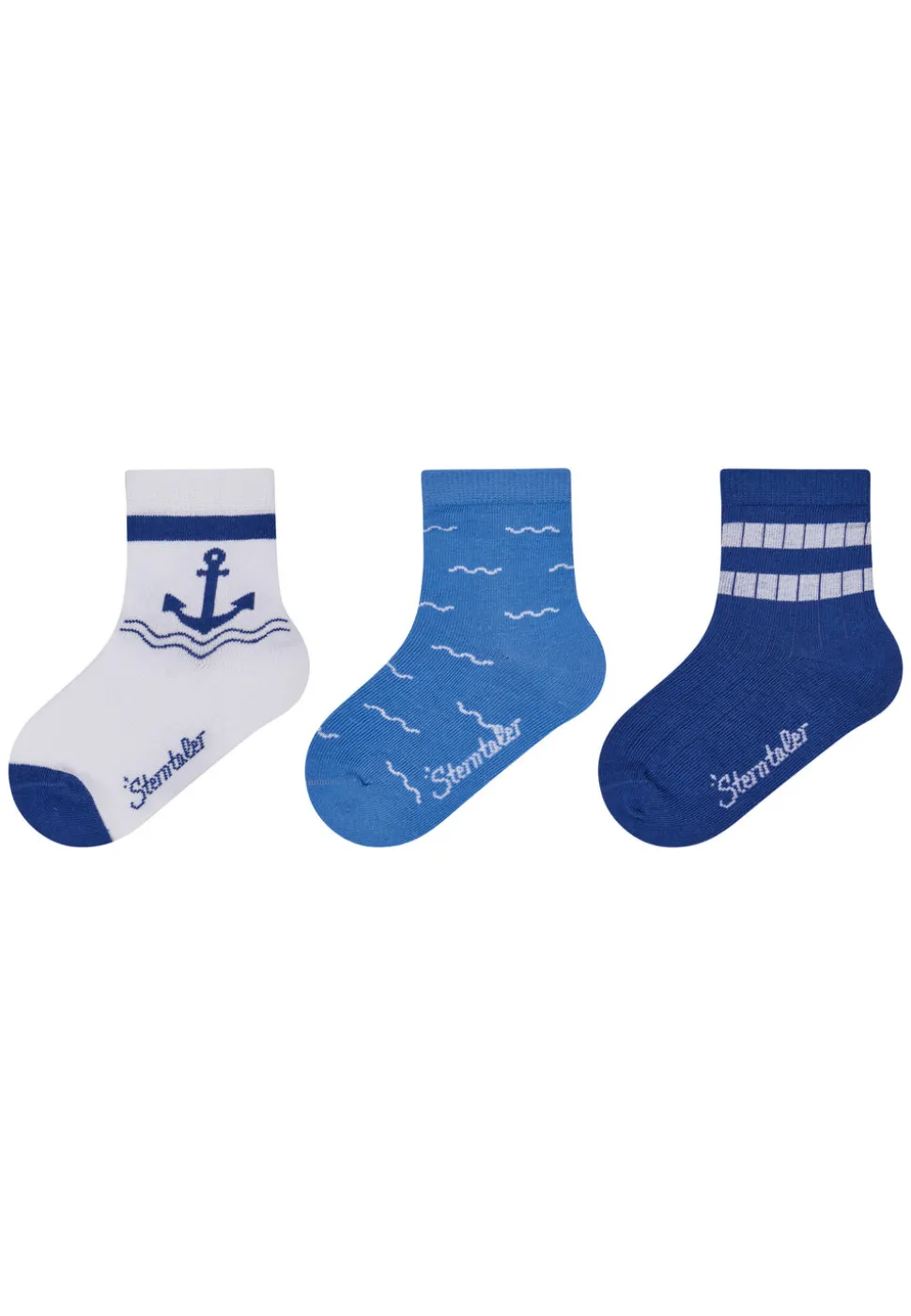 Socken 3er Pack Anker Wellen