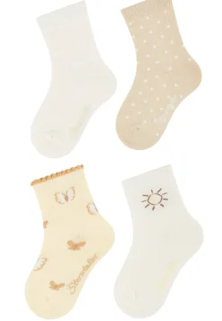 Socken 4er Pack mit Schmetterlings- und Sonnenmotiven