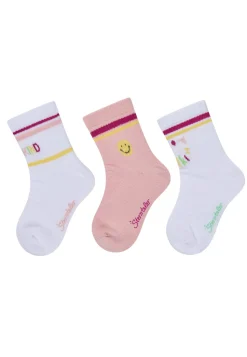 Socken 3er Pack mit Schulkind- und Smiley-Motiven