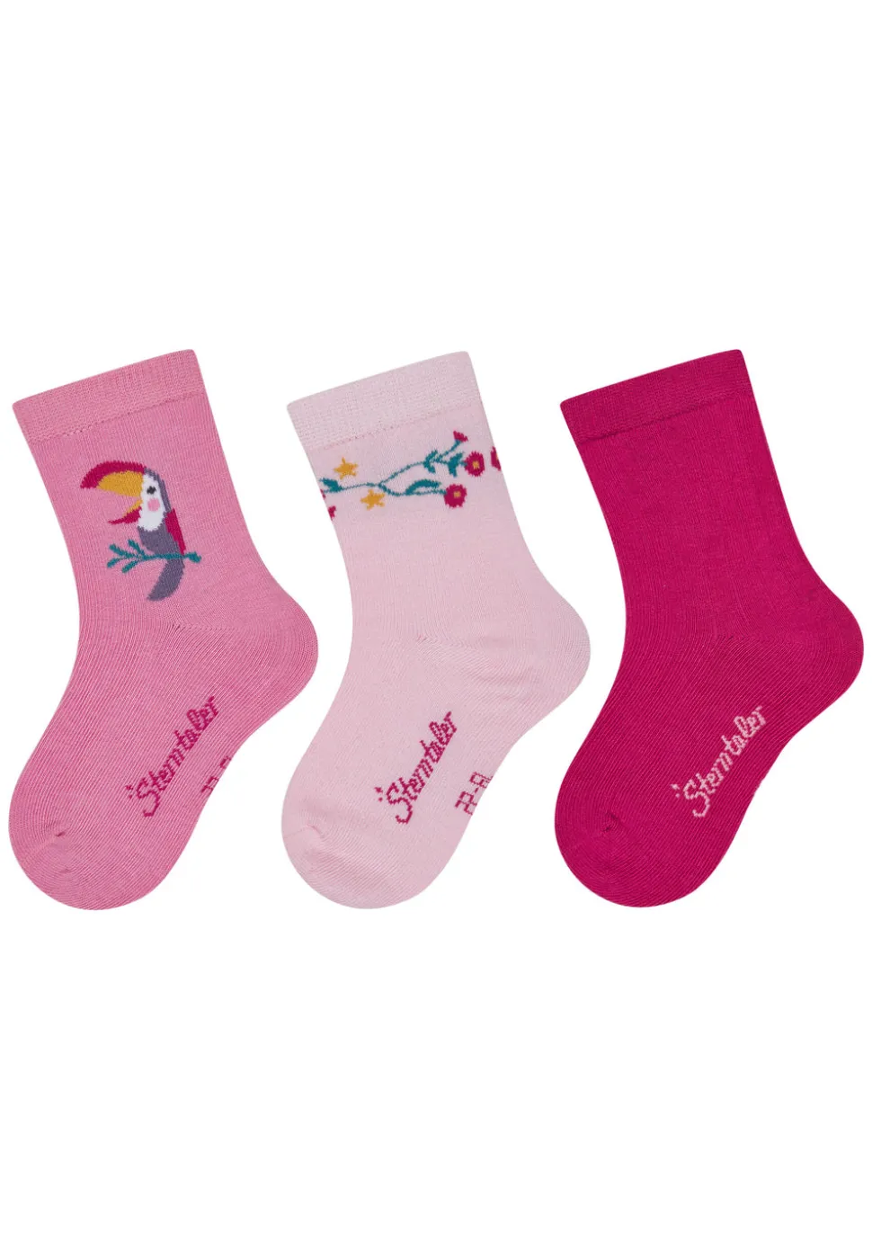 Socken 3er Pack Tukan Blumen