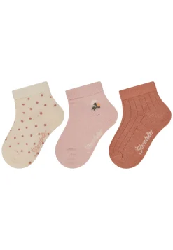 Socken kurz 3er Pack Punkte Blume