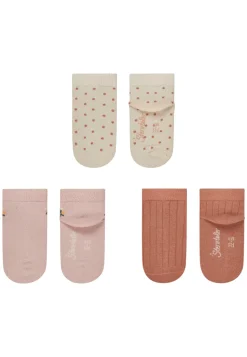 Socken kurz 3er Pack Punkte Blume