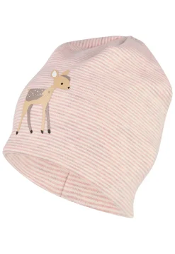 Streifen-Beanie mit Rehkitz-Print – weich & dehnbar