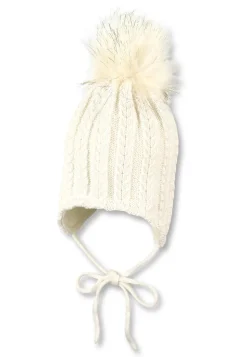 Strickmütze mit Kunstpelz-Pompon