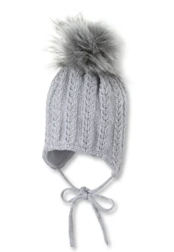 Strickmütze mit Kunstpelz-Pompon