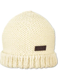 Strickmütze mit Umschlag und Logo-Patch
