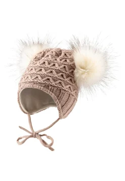Strickmütze mit zwei Pompons