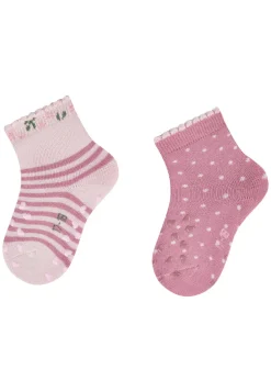ABS Krabbelsocken 2er Pack Blumen und Punkte