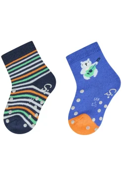 ABS Krabbelsocken 2er Pack Bär und Ringel