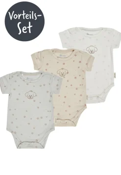 3er-Set Kurzarm-Body Lucky mit Pfotenprint